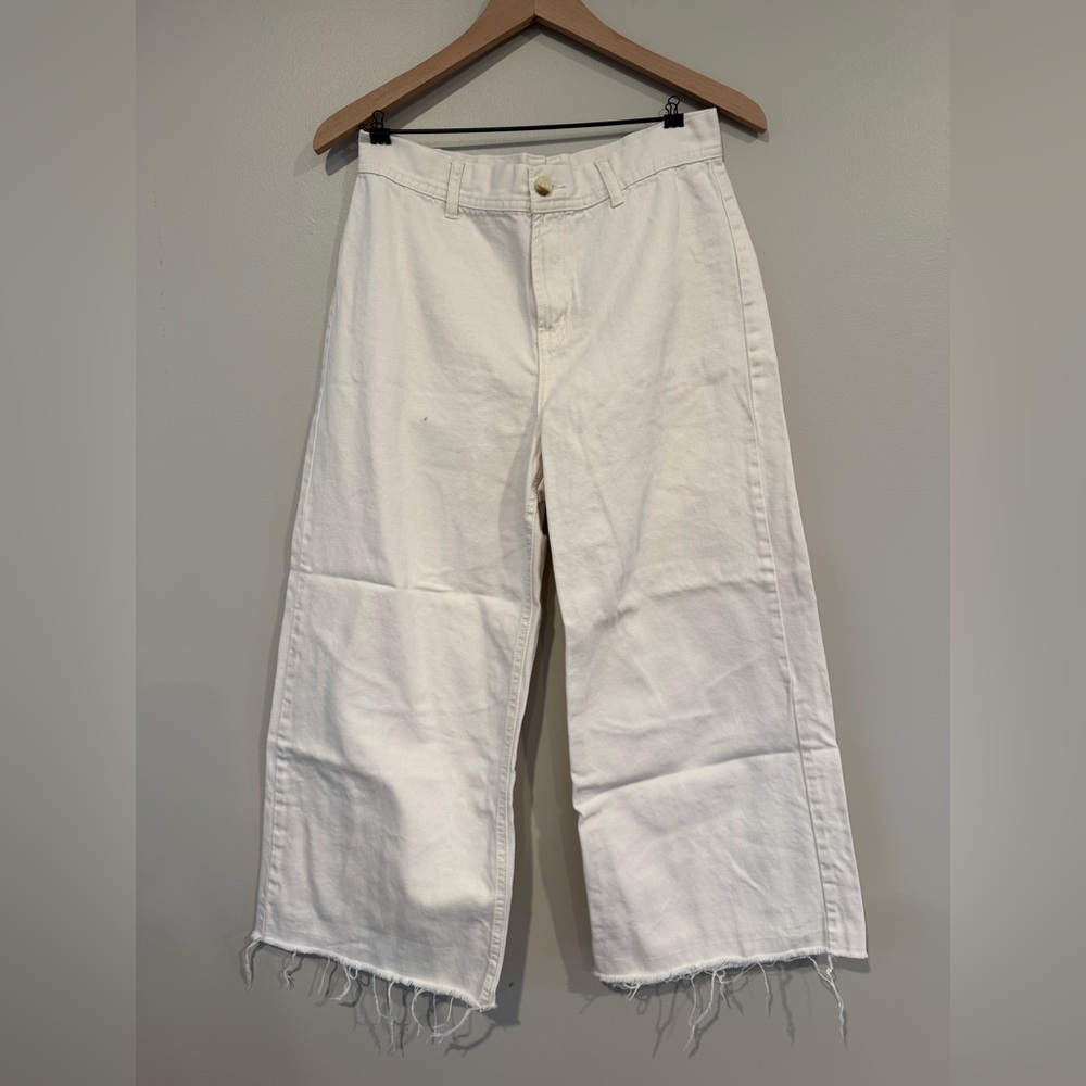 White Cropped Wide Leg pants